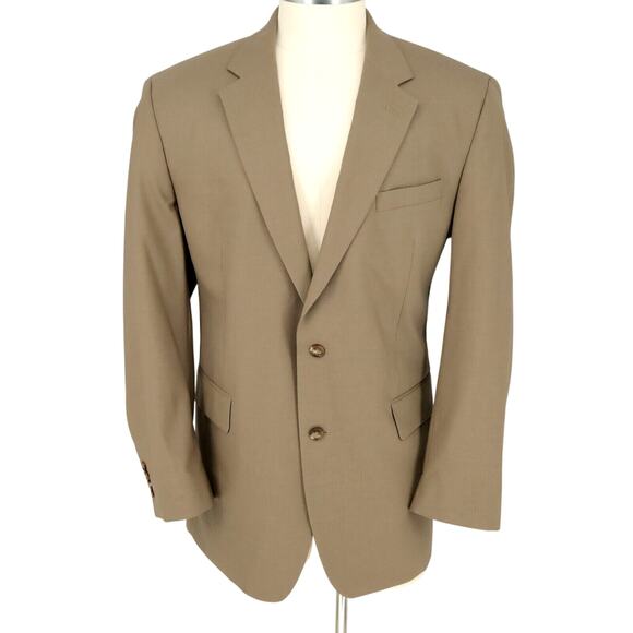 Jos A Bank Sport Coat Mens 46L Beige Tan Wool Jacket Two Button Lined - Picture 1 of 16